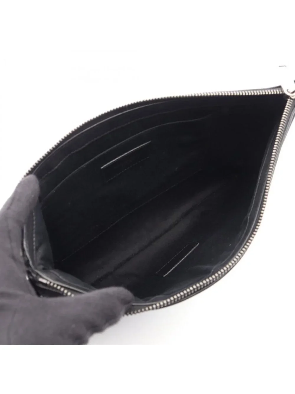 Saint Laurent Paris Clutch Rive Gauche Black White Canvas Leather - Picture 3 of 8